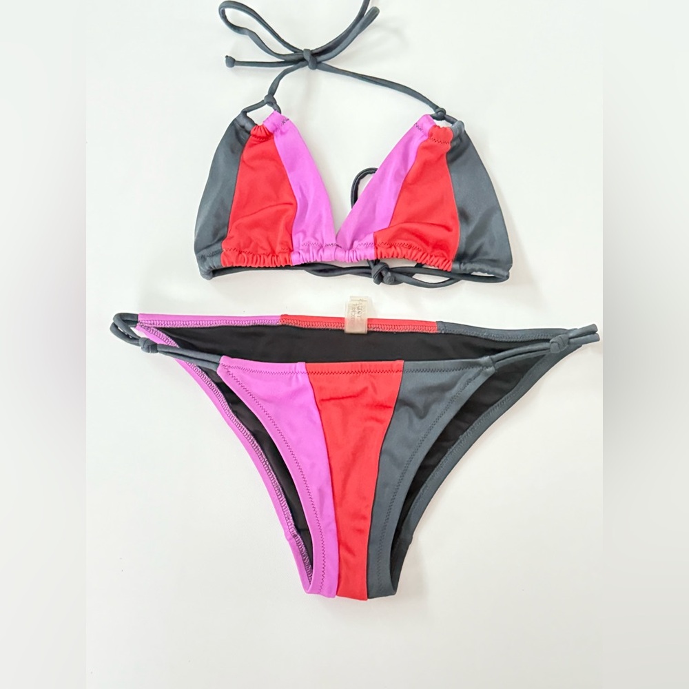 *RARE* Vintage Y2K Victoria's Secret Red and Pink Stripes Bikini